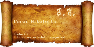Berei Nikoletta névjegykártya